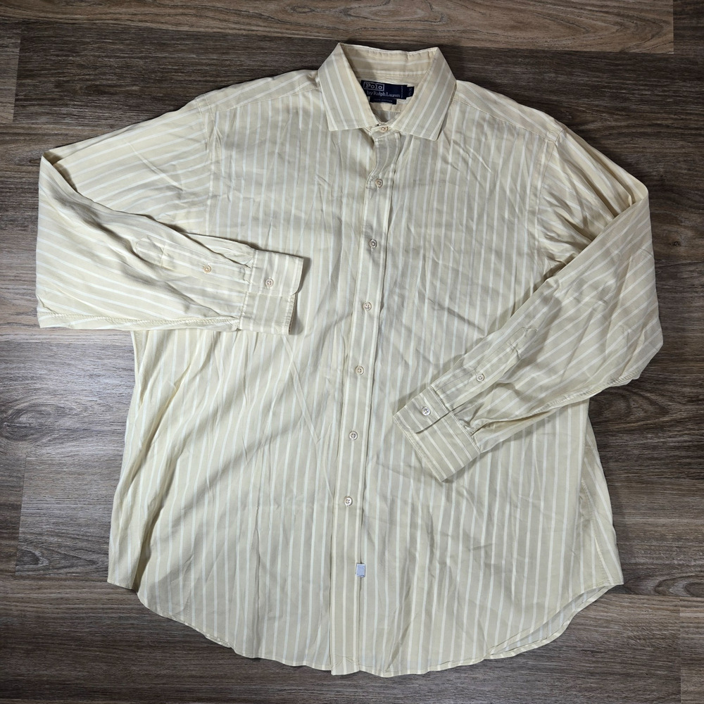 Polo Ralph Lauren Dress Shirt Mens 17.5 35 Long Sleeve Button Down Preppy Office